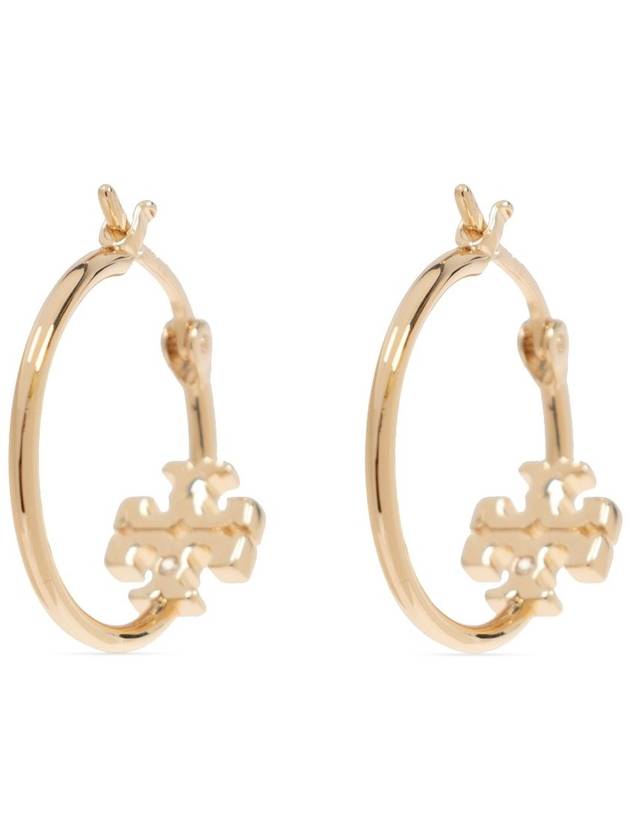 Logo Sculpted Hoop Earrings Gold - TORY BURCH - BALAAN 3