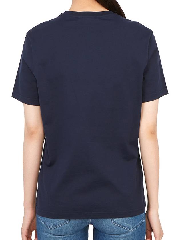 Embroidered Logo Cotton Short Sleeve T-Shirt Navy - TORY BURCH - BALAAN 5