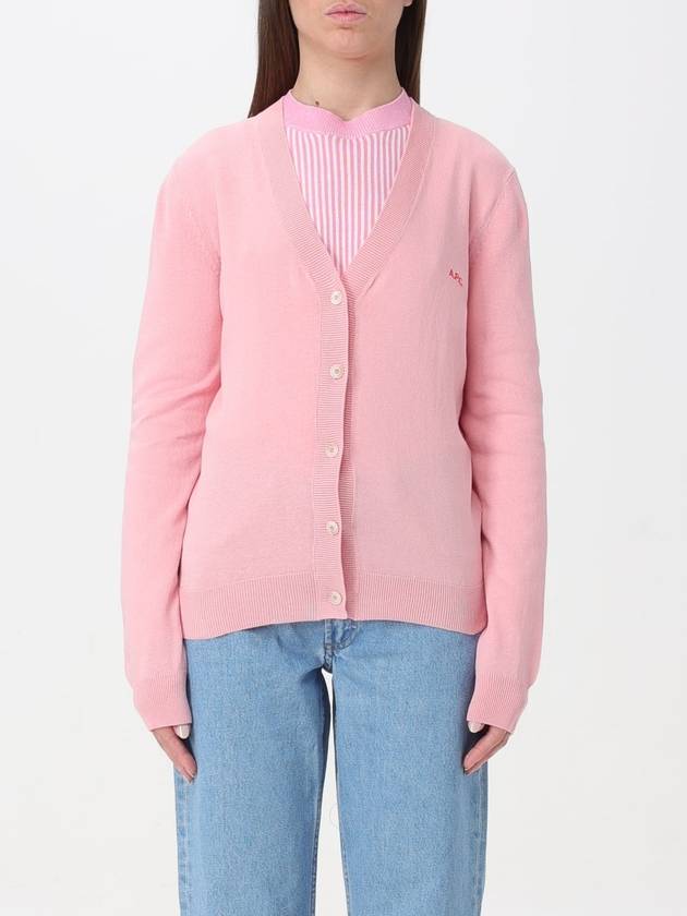 Bella Logo Embroidery Cardigan Pink - A.P.C. - BALAAN 4