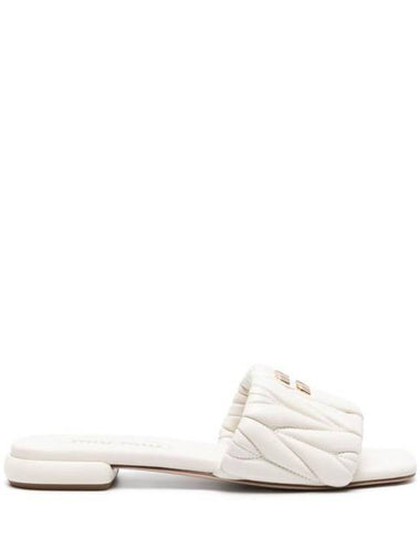 Matelasse Nappa Leather Slippers White - MIU MIU - BALAAN 1