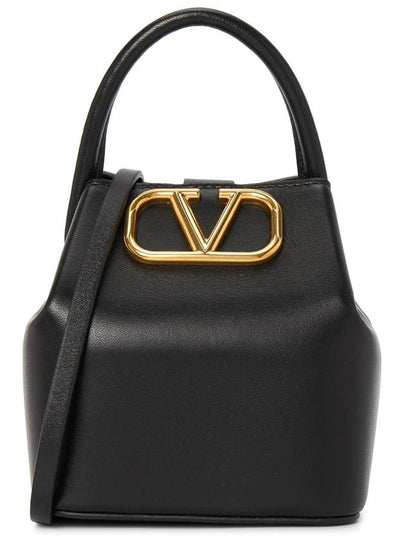 V Logo Signature Small Bucket Bag Black - VALENTINO - BALAAN 2