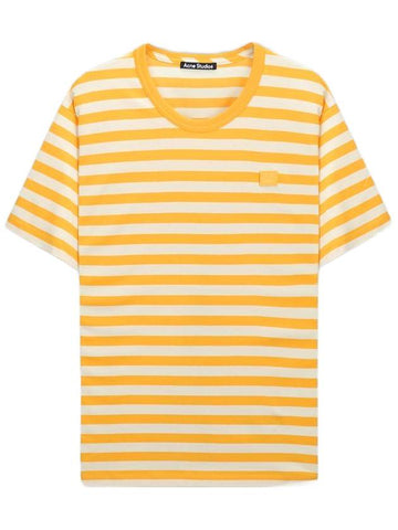 Striped Logo Short Sleeve T-Shirt Yellow - ACNE STUDIOS - BALAAN 1