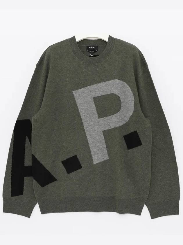 Pull Logo All Over Knit Top Green - A.P.C. - BALAAN 4