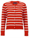 Embroidery Logo Striped Crew Neck Cardigan Red - POLO RALPH LAUREN - BALAAN 2