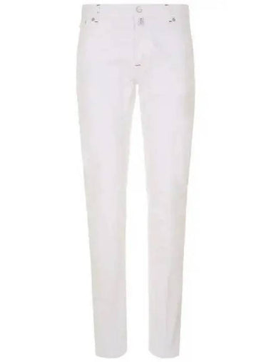 Red leather patch white denim pants 270389 - KITON - BALAAN 1