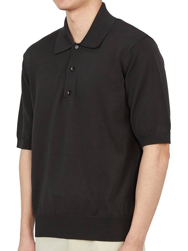 Veneta Cotton Polo Shirt Black - BOTTEGA VENETA - BALAAN 3