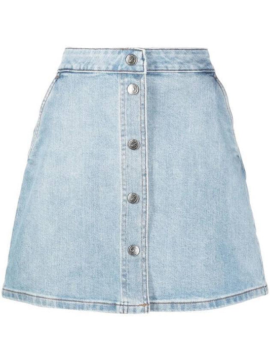 Women's Paula Denim A-Line Skirt Wash Indigo - A.P.C. - BALAAN.