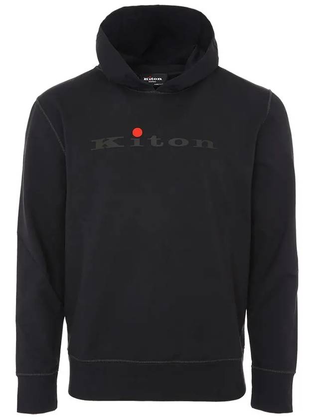 Men's Logo Cotton Hoodie Black - KITON - BALAAN 3