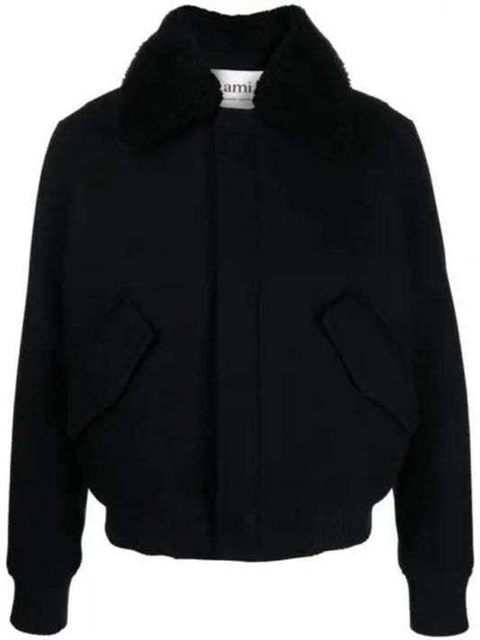 Shearling Collar Jacket Black - AMI - BALAAN 2