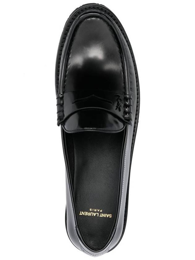 Monogram Leather Loafers Black - SAINT LAURENT - BALAAN 3