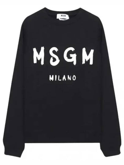 Women's Brushed Logo Crew Neck Sweatshirt Black - MSGM - BALAAN 2