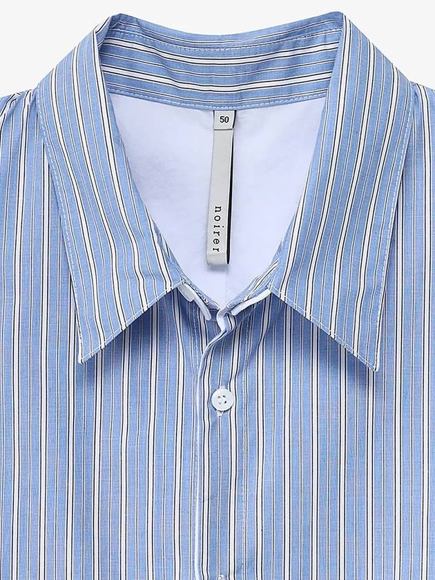 Layered double collar striped shirt blue - NOIRER - BALAAN 4