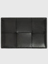 Bottega Veneta Signature Braided Credit Card Case Black - BOTTEGA VENETA - BALAAN 1