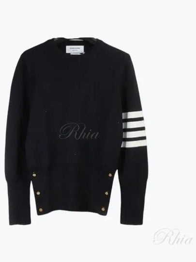 4-Bar Milano Stitch Crew Neck Knit Top Navy - THOM BROWNE - BALAAN 2