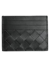 Intrecciato Leather Card Wallet Black - BOTTEGA VENETA - BALAAN 1