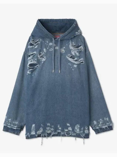 D Um Denim Hoodie Blue - DIESEL - BALAAN 2