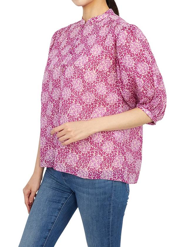 Women's Half Button Rami Cotton Blouse Pink - VANESSA BRUNO - BALAAN 6