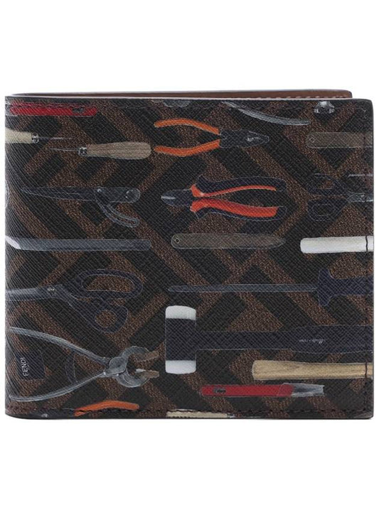 Men's Tool Print Half Wallet Brown - FENDI - BALAAN 2