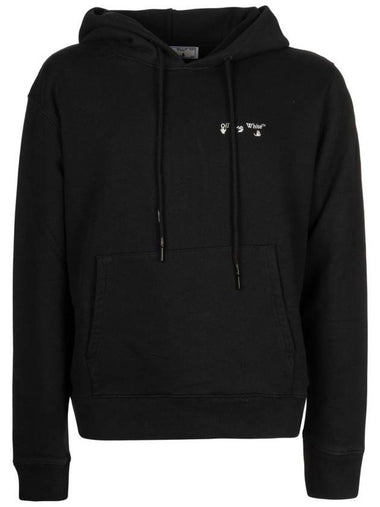 Embroidery Mini Hand Logo Lettering Hoodie Black - OFF WHITE - BALAAN 1