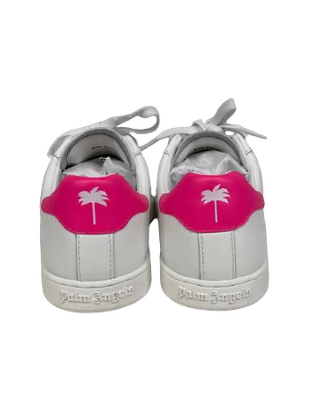 Embroidered Logo Tennis Low Top Sneakers White Fuchsia - PALM ANGELS - BALAAN 4