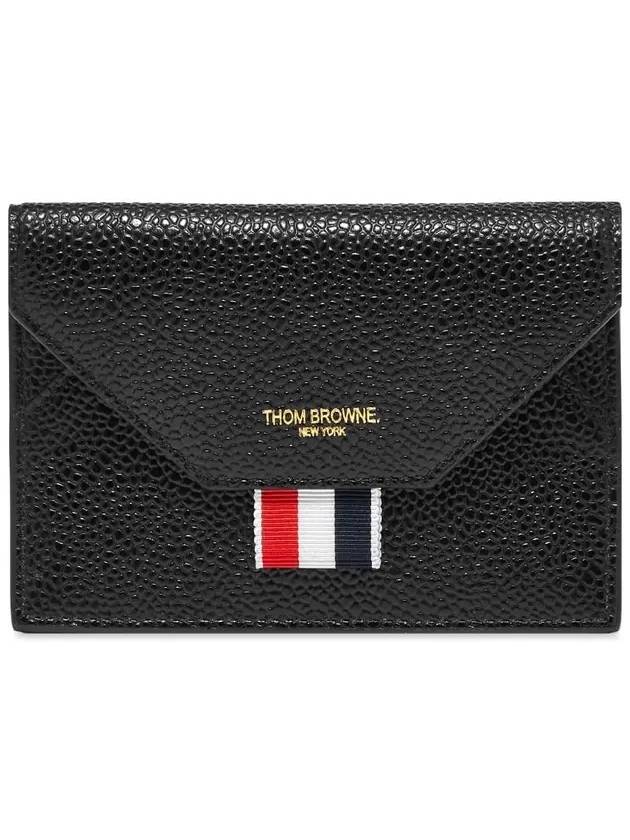 Envelope Leather Card Wallet Black - THOM BROWNE - BALAAN.