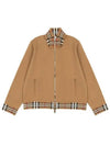 Men's Check Trim Track Jacket Camel - BURBERRY - BALAAN 2