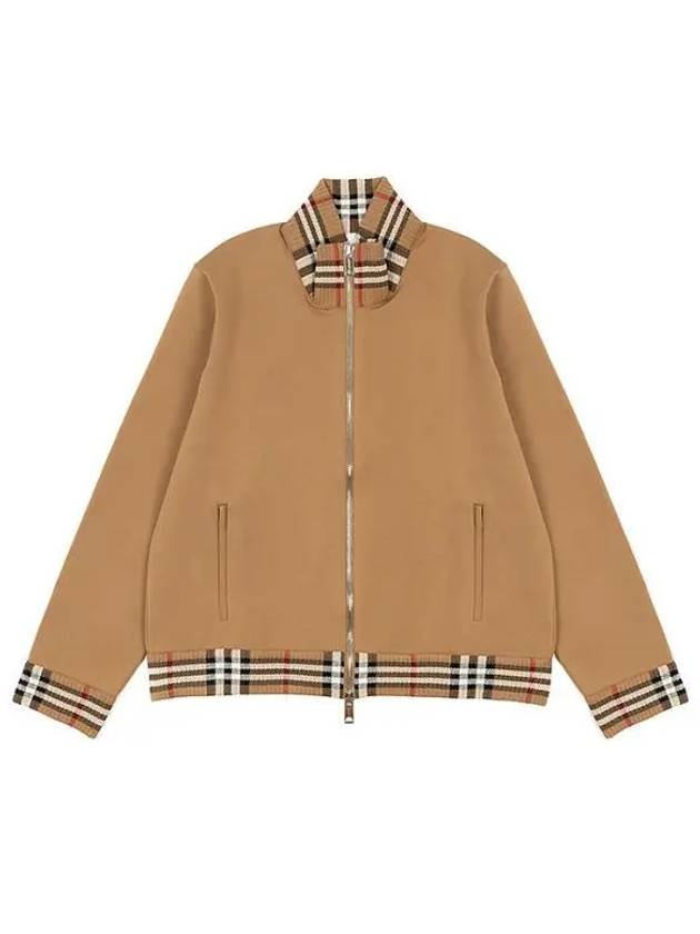 Men's Check Trim Track Jacket Camel - BURBERRY - BALAAN 2