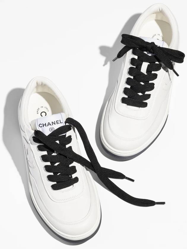 Calfskin Low Top Sneakers White - CHANEL - BALAAN 4