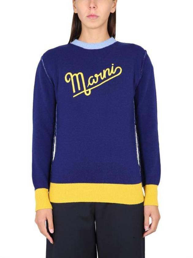 Logo Knit Top Blue - MARNI - BALAAN 2