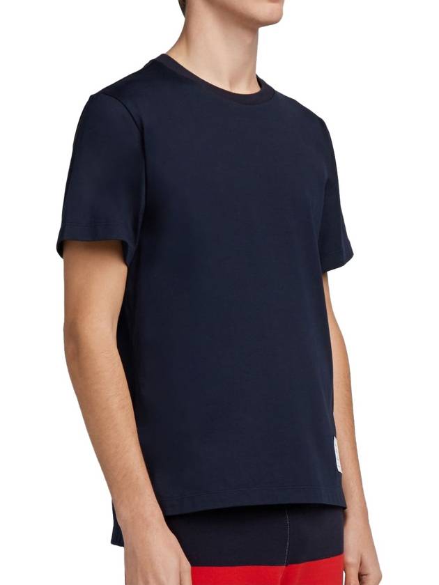 Men's Side Slit Relaxed Short Sleeve T-Shirt Navy - THOM BROWNE - BALAAN 3