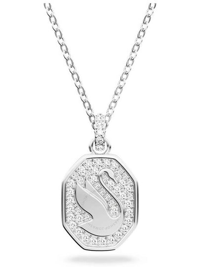 Swan Octagon Emblem Pendant Necklace Silver - SWAROVSKI - BALAAN 2