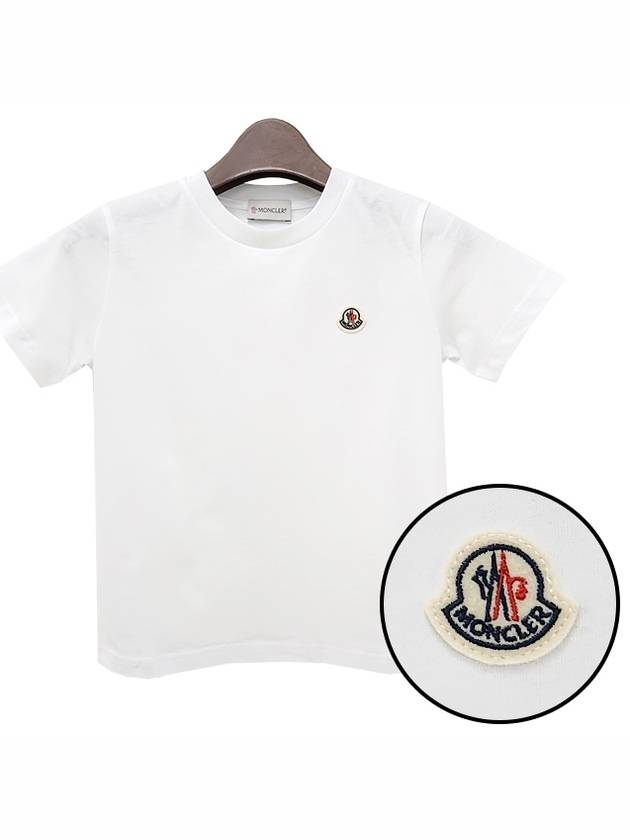 Kids Logo Patch Short Sleeve T Shirt 8Y 10Y White 8C00018 83907 001 - MONCLER - BALAAN 1