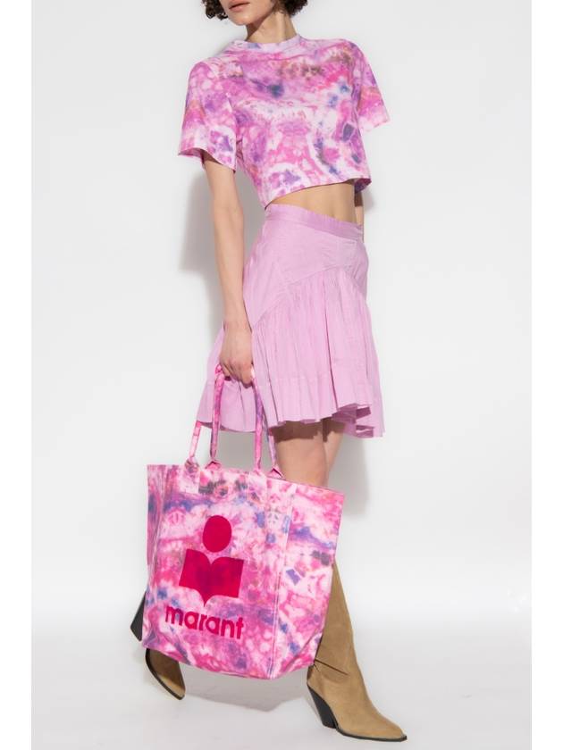 Zela Tie Dye Print Cropped Short Sleeve T-Shirt Pink - ISABEL MARANT - BALAAN 3