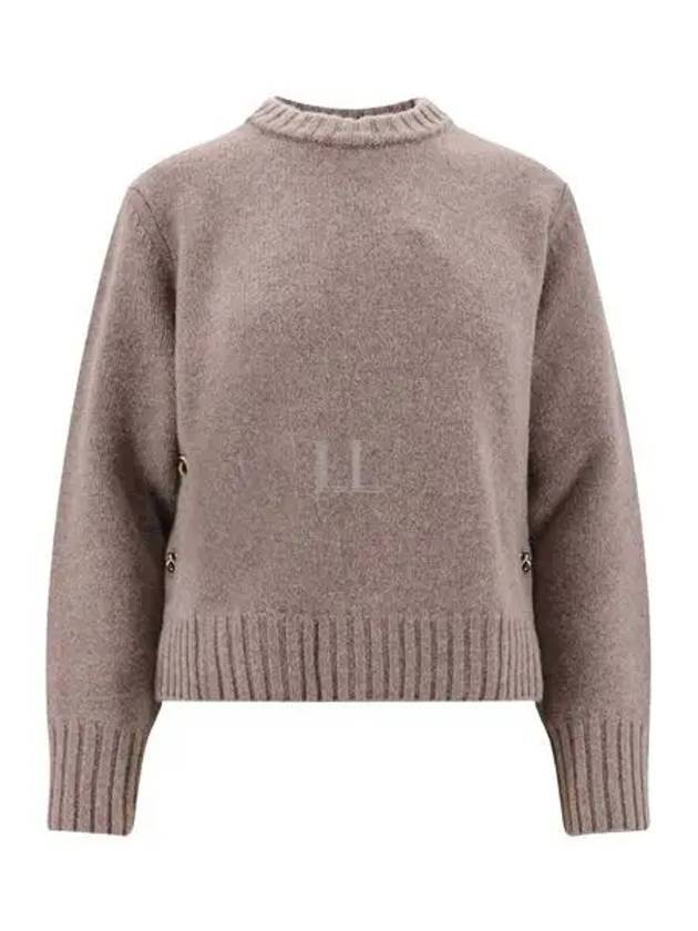 Metal Note Button Wool Knit Top Grey - BOTTEGA VENETA - BALAAN 2