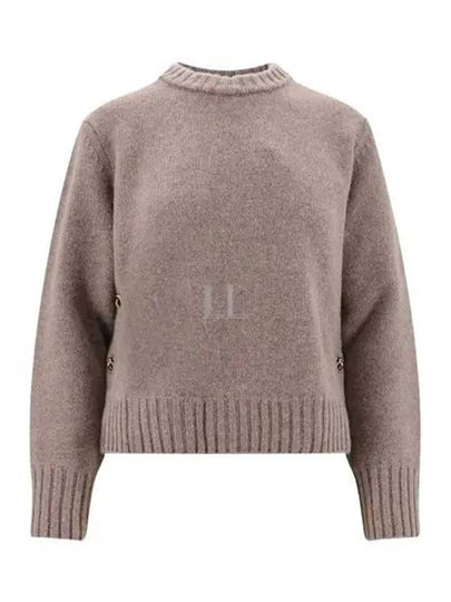 Metal Note Button Wool Knit Top Grey - BOTTEGA VENETA - BALAAN 2