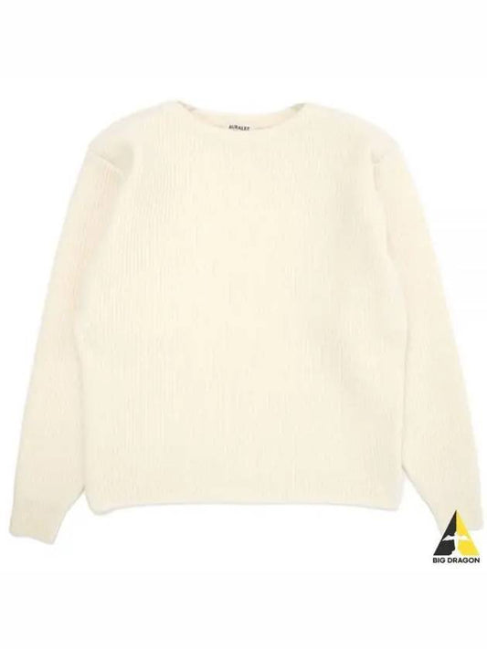 MILLED FRENCH MERINO RIB KNIT BOAT NECK PO IVORY white A23AP01MR - AURALEE - BALAAN 1