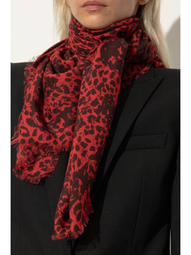 Leopard Skull Muffler Red - ALEXANDER MCQUEEN - BALAAN 3