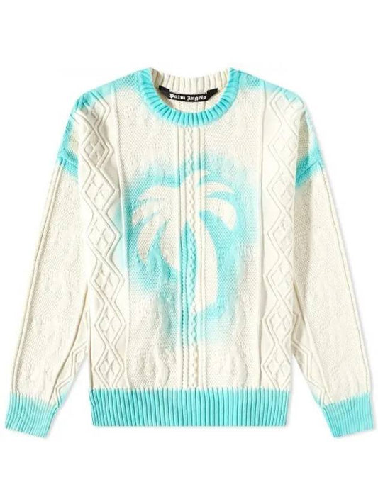 Spray Cable Knit Top Off White - PALM ANGELS - BALAAN 1