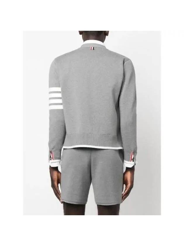 V-Neck Diagonal Armband Cardigan Grey - THOM BROWNE - BALAAN 4