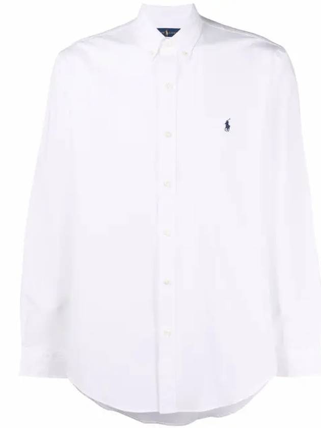 Embroidered Pony Logo Long Sleeve Shirt White - POLO RALPH LAUREN - BALAAN 2