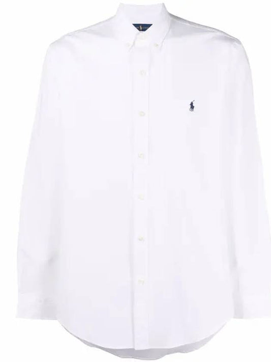 Embroidery Pony Custom Fit Long Sleeves Shirt White - POLO RALPH LAUREN - BALAAN 2