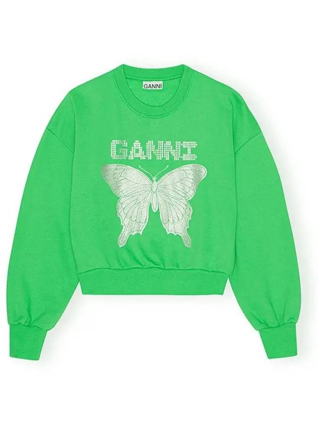 Butterfly Logo Print Organic Cotton Sweatshirt Kelly Green - GANNI - BALAAN 2