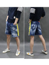 Men's Neon Logo Patch Denim Shorts Blue - DSQUARED2 - BALAAN 4