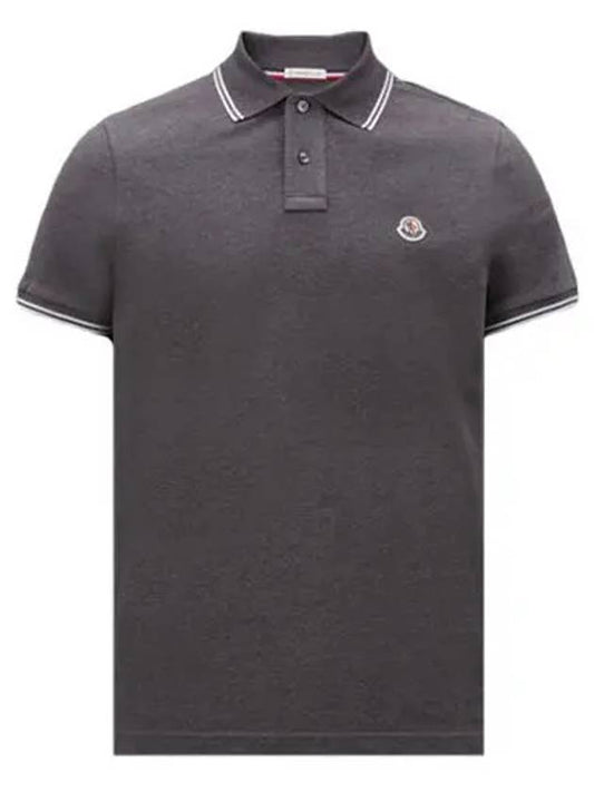 Logo Patch Short Sleeve Polo Shirt Dark Grey - MONCLER - BALAAN 2