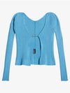 La Maille Pralu Longue Micro Charm Logo Cardigan Light Blue - JACQUEMUS - BALAAN 2