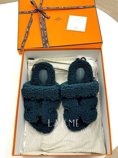 Women s Fleece Sandals Chypre Vert Anglais - HERMES - BALAAN 2