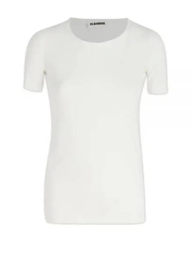 Crew Neck Plain Slim Polyamide Short Sleeve T-shirt White - JIL SANDER - BALAAN 2