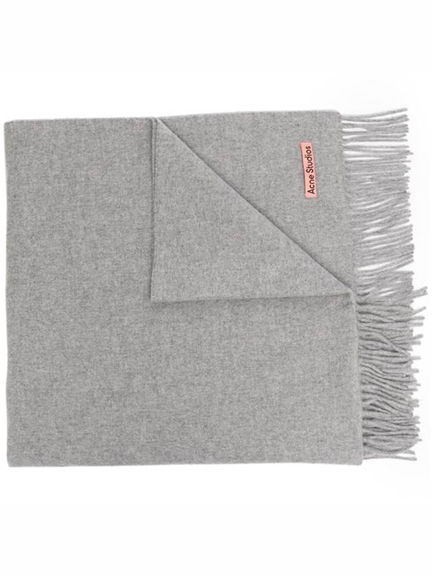 Logo Wool Fringe Scarf Grey - ACNE STUDIOS - BALAAN 2