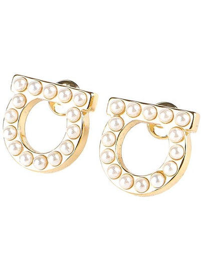 Gancini Pearl Earrings Gold - SALVATORE FERRAGAMO - BALAAN 2