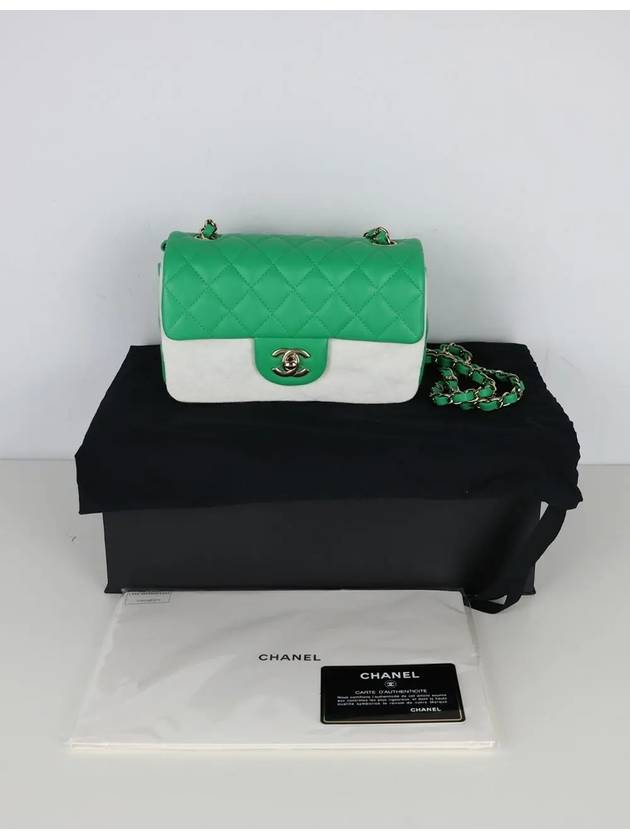 New Mini Flap Bag Lambskin Green Gold A69900 - CHANEL - BALAAN 9